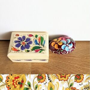 RUSSIAN style hand painted jewelry box and egg